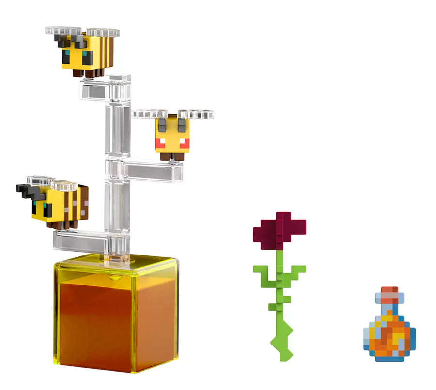 Mattel Minecraft Mini Bees Action Figure Trio & Accessories 6-Piece Set