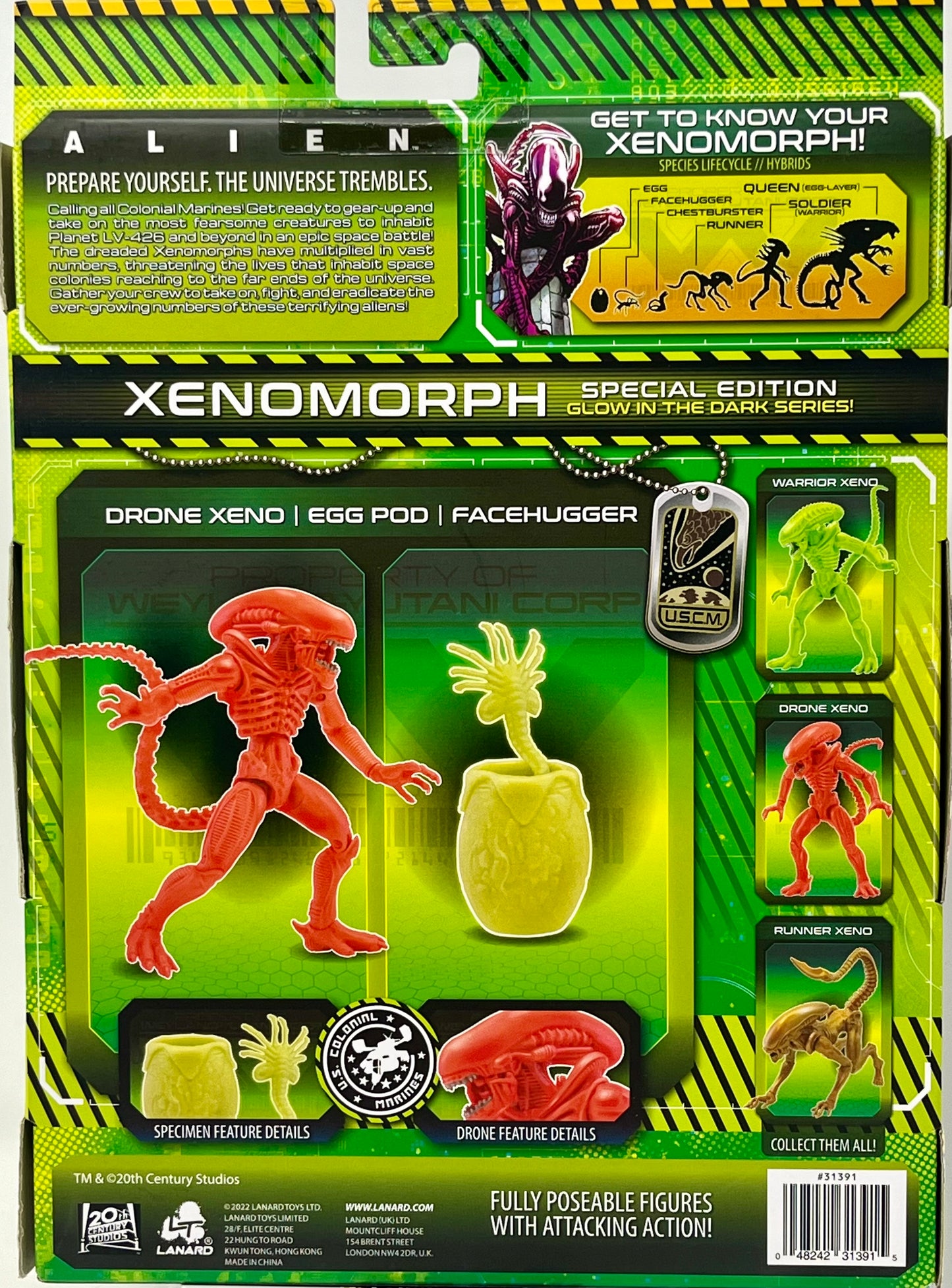 Aliens Xenomorph 7" Drone Xeno Figure Glow in the Dark