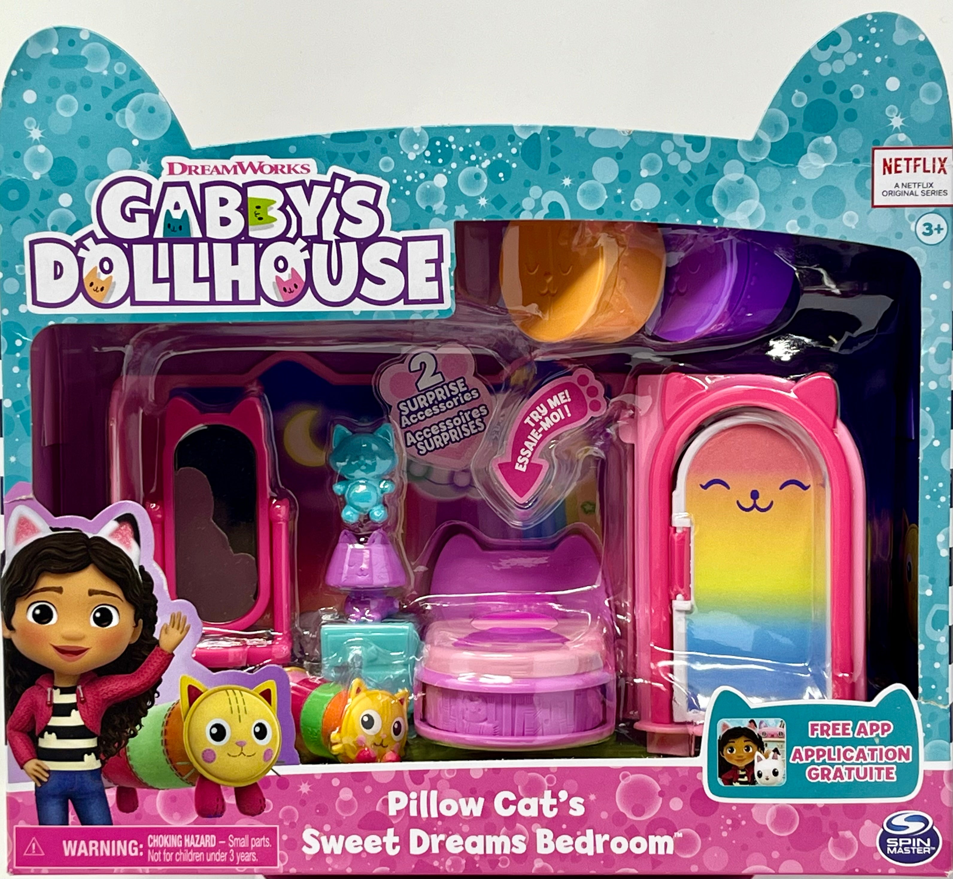 Gabby s Dollhouse Sweet Dreams Bedroom With Pillow Cat Figure And 3 A gabby-s-dollhouse-sweet-dreams-bedroom-with-pillow-cat-figure-and-3-a