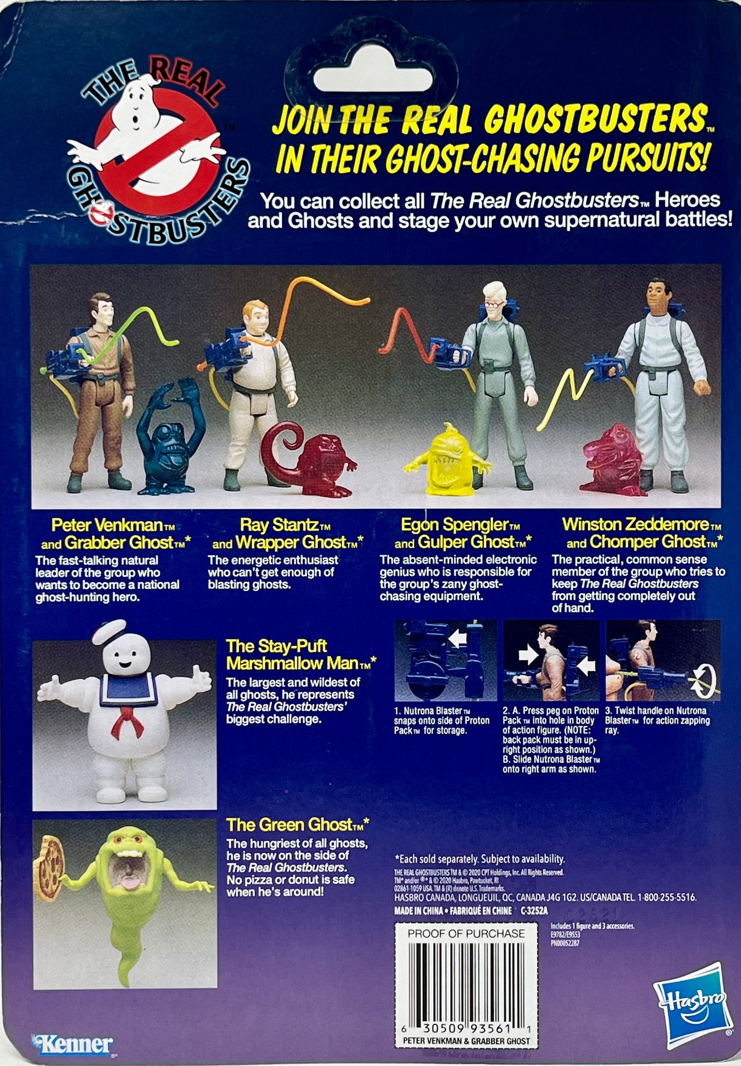 Hasbro The Real Ghostbusters PETER VENKMAN Grabber Ghost Figure Retro Toy Kenner