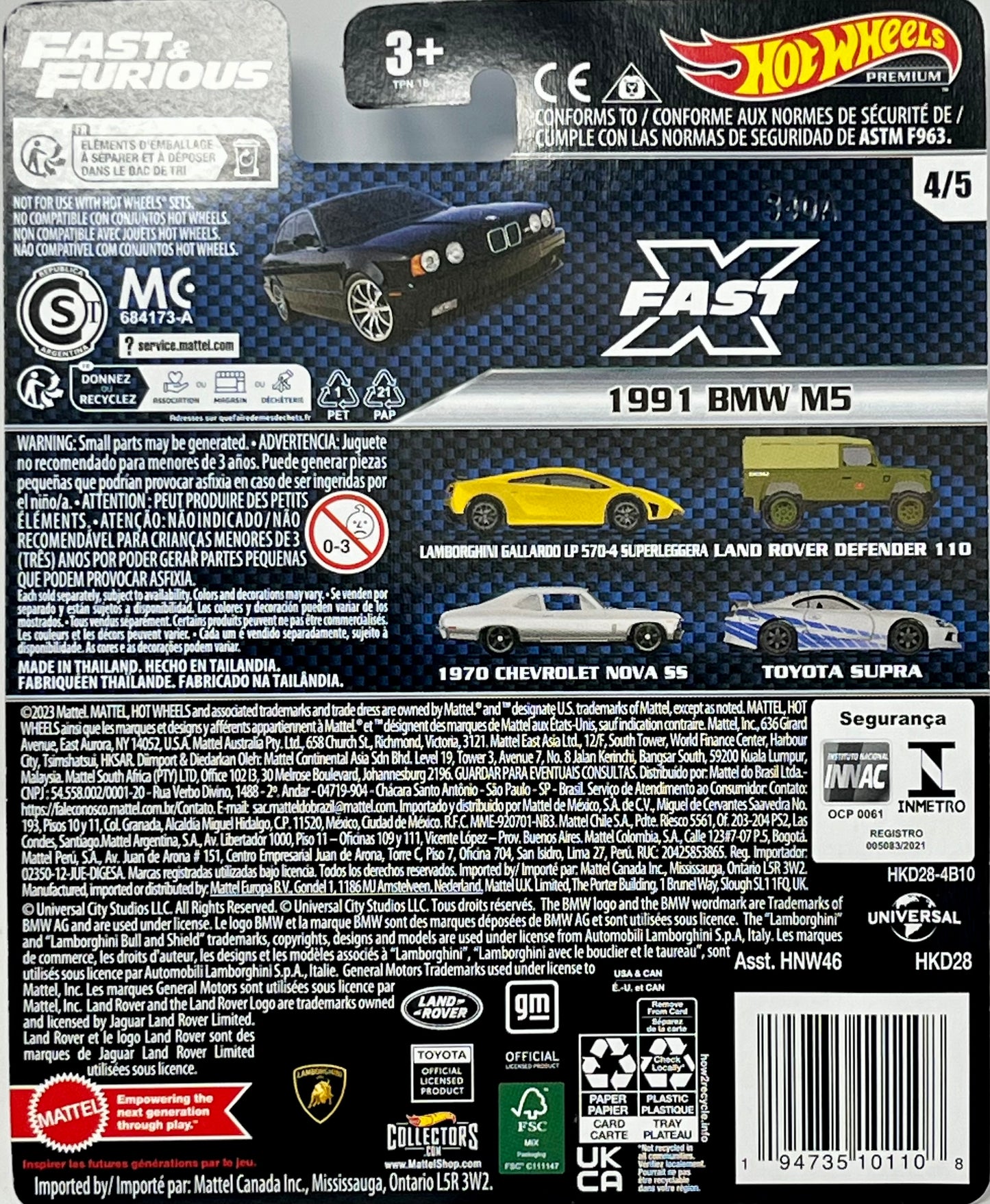 2023 Hot Wheels Fast & Furious Premium #4 Black 1991 BMW M5