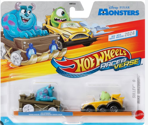 Hot Wheels Disney Pixar Monsters Sulley Mike Wazowski RacerVerse Die Toy Wrangler