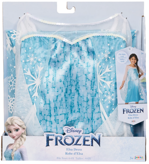 Disney's Frozen Elsa Classic Blue Satin Play Dress Outfit Girls 3 to 6 Years Old Size 4-6X