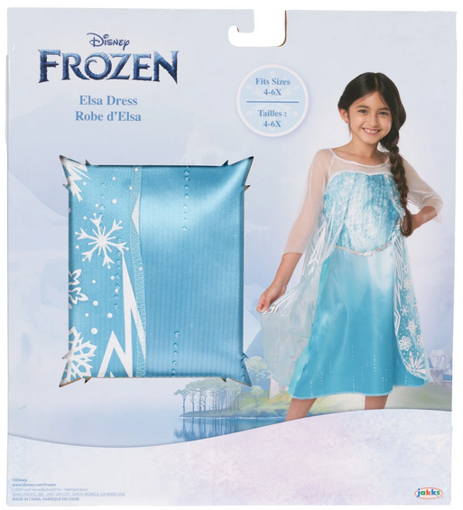 Disney's Frozen Elsa Classic Blue Satin Play Dress Outfit Girls 3 to 6 Years Old Size 4-6X