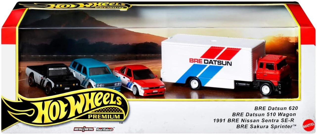 Hot Wheels Toy Cars, Premium Fast and Furious Premium Bundle, Set of 5 Die-Cast 1:64 Scale Toy Cars in Collectible Box from The Fast Franchise (BRE Datsun Ride on Toy Mini Cars 4 Cars)