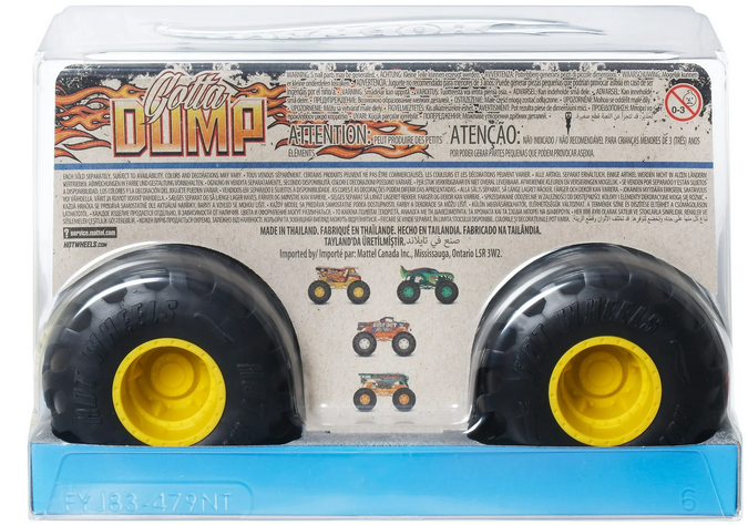 Hot Wheels Monster Trucks White & Black Gotta Dump Oversized Monster