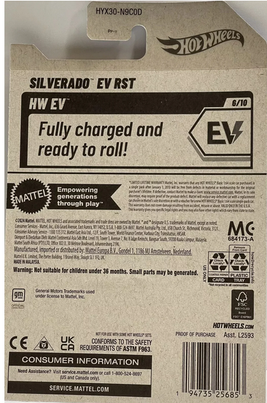 2025 HOT WHEELS SILVERADO EV RST GREY 86/250 HW EV 6/10