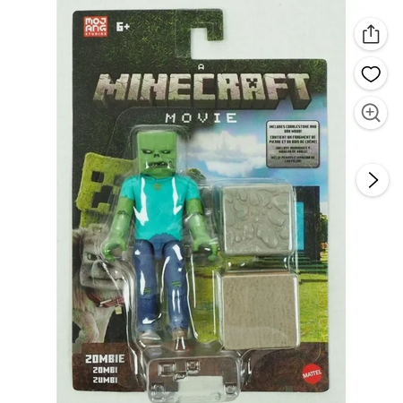 Mattel Minecraft Action Figure & Accessories Set, Zombie Posable Character Collectible