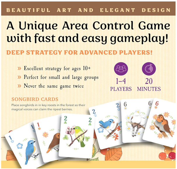 Songbirds Card Game - Fun Family Board Game for 1-4 Players - Easy to Learn Featuring Bird Art