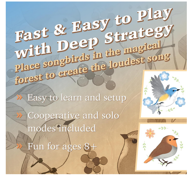 Songbirds Card Game - Fun Family Board Game for 1-4 Players - Easy to Learn Featuring Bird Art