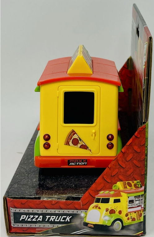 Maxx Action Pizza Truck Friction Motor Rubber Tires Lights and Sound Ages 3+