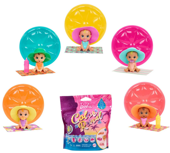 Barbie Color Reveal Baby Dolls With 5 Surprises, Sand & Sun Series