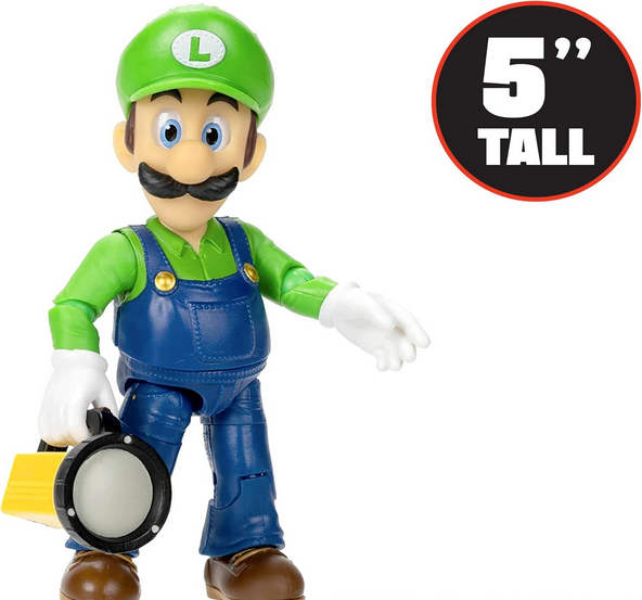 THE SUPER MARIO BROS. MOVIE - 5 Inch Action Figures Series 1 – Luigi Figure with Flashlight Accessory