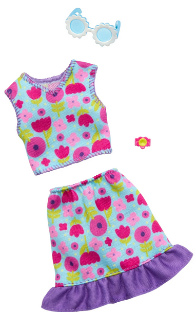 Barbie Doll Clothing, Fashion Pack with Floral Top, Skirt & Accessories (1 Outfit)