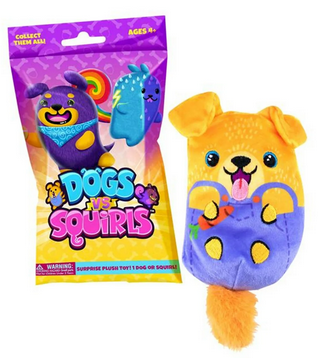 Dogs vs Squirls - Mystery Bag - 1pk - 4" Super-Soft & Bean-Filled Plush! Gold Wave