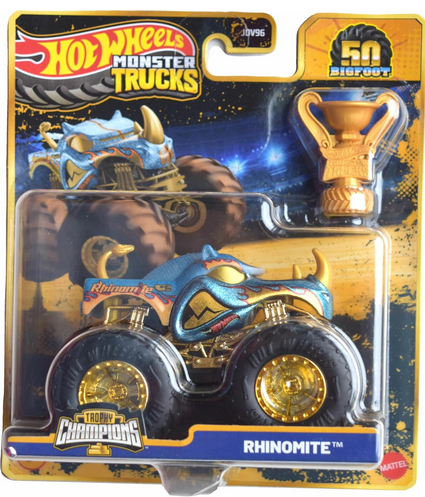 Hot Wheels Monster Trucks Rhinomite, Trophy Champions 50th Bigfoot