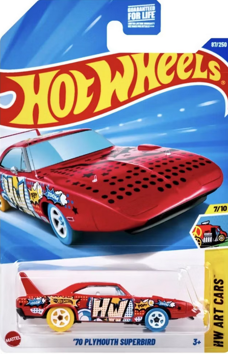 Hot Wheels 1970 Plymouth SuperBird Red 87/250 HW Art Cars 7/10 New 2025