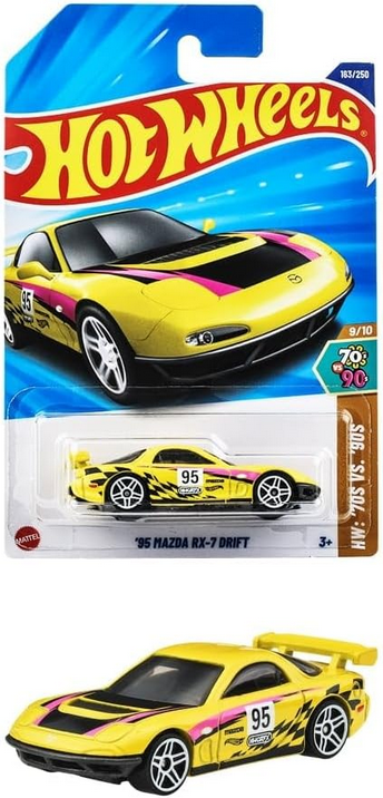 Hot Wheels '95 Mazda RX-7 Drifting Yellow163/250 HW: '70S VS. '90S 9/10