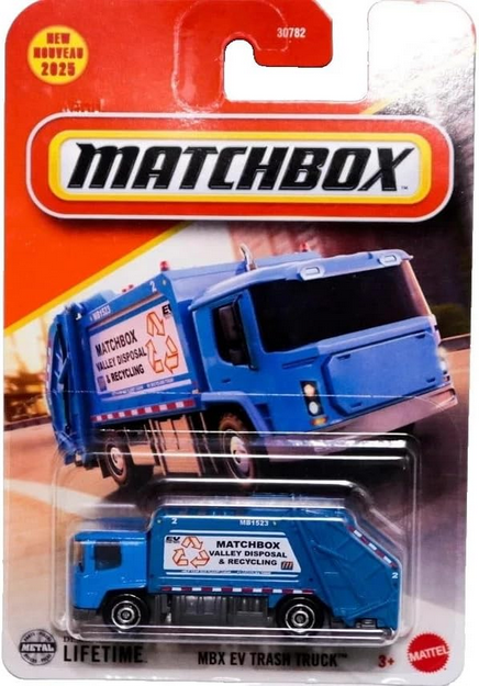 Matchbox MBX EV Trash Truck Blue 62/125 1/64 Scale