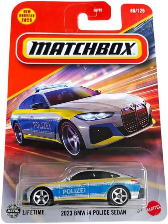 Hot Wheels Match Box 2023 BMW i4 Police Sedan for 3 Years & Above 80/125 (Grey)