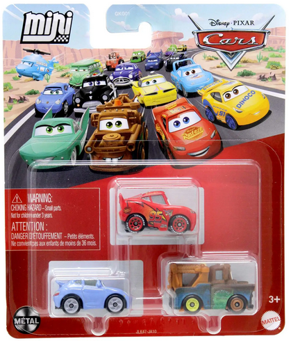 Disney / Pixar Cars Mini Racers Sally, McQueen & Mater Car 3-Pack Die Cast Metal
