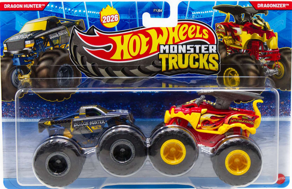 Hot Wheels Monster Trucks Dragon Hunter vs Dragonizer Demolition Doubles 2-Pack