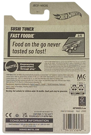 Hot Wheels Sushi Tuner (Red) 106/250 Fast Foodie Series 2/5