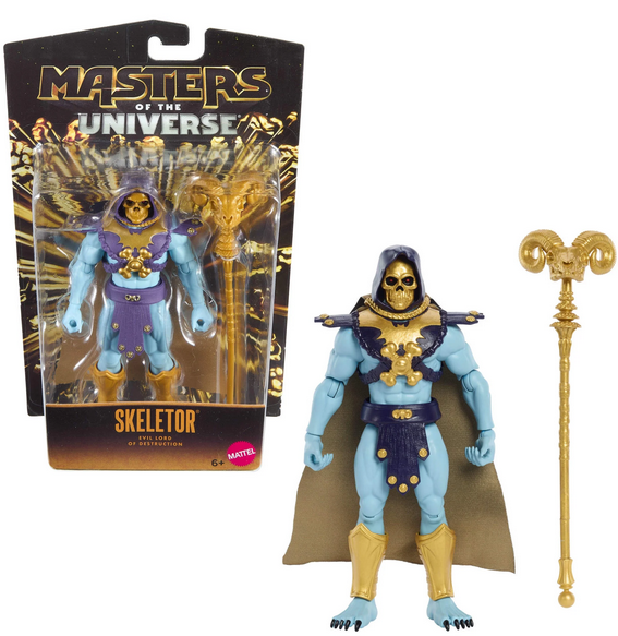 Masters of the Universe Skeletor Action Figure Toy, 5.5 Inch Posable with Cape, Alcala Face