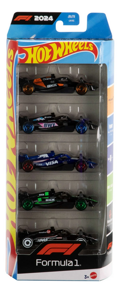 Hot Wheels No.1 Formula 1-Themed 5-Pack Race Team, Set of 5 1:64 Scale Die-Cast Toy Cars