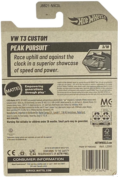 Hot Wheels VW T3 Custom Tan/Blue 200/250 Peak Pursuit Series 3/10