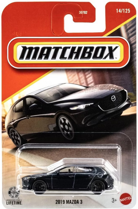 Matchbox 2019 Mazda 3 Hatchback [Black] 14/125-1:64 Scale – Toy