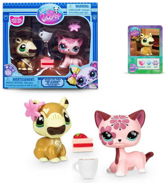Littlest Pet Shop Cozy Holiday Winter Pals Pet Pairs Capybara and Short Hair Cat - 2pk
