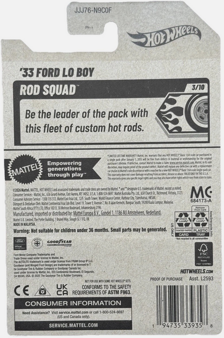 Hot Wheels '33 Ford Lo Boy Blue 119/250 HW Rod Squad 3/10