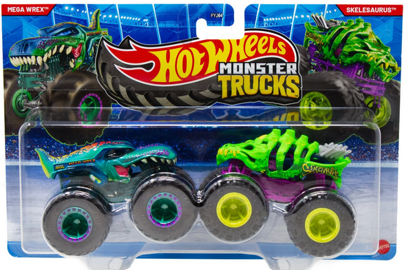Hot Wheels Monster Trucks Demolition Doubles MEGA WREX vs Skelesaurus