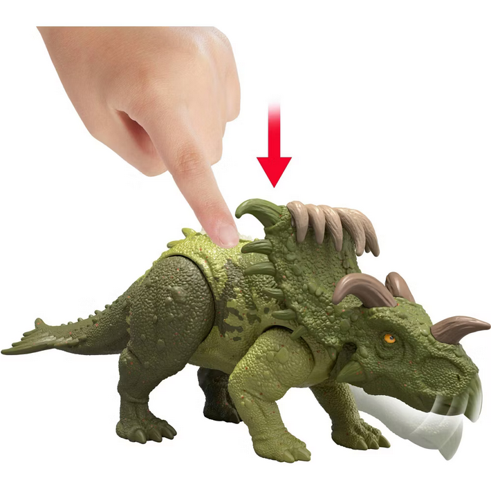 Jurassic World Strike Attack Kosmoceratops Dinosaur Figure, Single Action & Posable, Digital Play