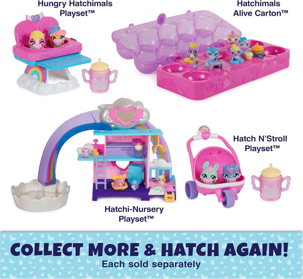 Hatchimals Alive, Hungry Hatchimals Playset with Highchair Toy and 2 Mini Figures in Self-Hatching Eggs, Kids Toys for Girls and Boys Ages 3 and up