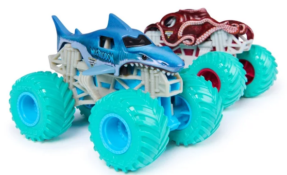 Monster Jam, Megalodon Vs. Octon8r Die-Cast Monster Trucks, 1:64 Scale, Kids Toys for Boys Ages 3 and up