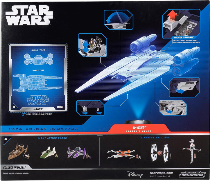 Jazwares Star Wars Micro Galaxy Squadron U-Wing Starfighter - 12-Inch Vehicle with Foldout Wings, Troop Bay, Sniper Gun, and Three 1-Inch Micro Figure Accessories
