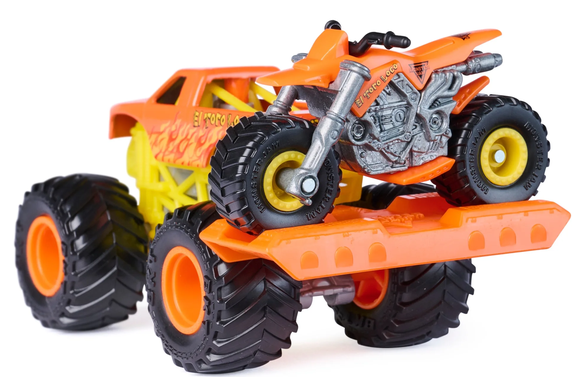 Monster Jam El Toro Loco Monster Truck and Dirt Bike Vehicle 2-Pack, 1:64 Scale