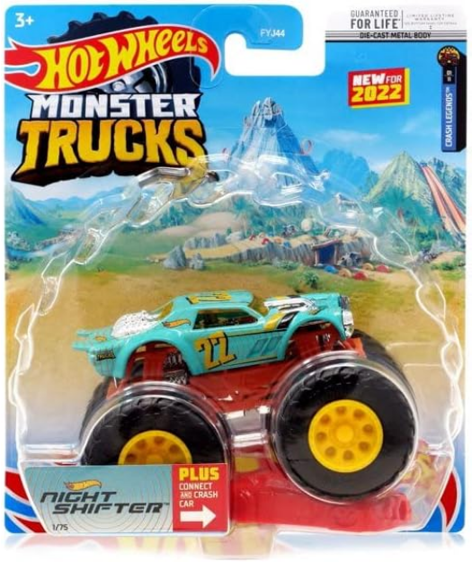 Monster Trucks Night Shifter with Connect and Crash car, 1:64 Scale diecast