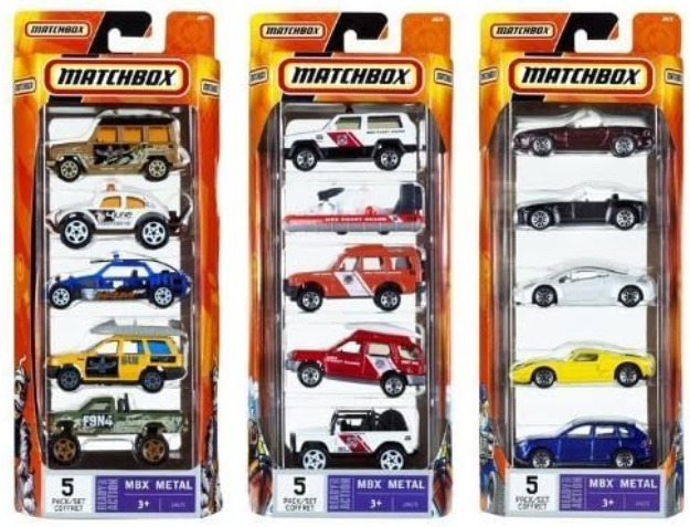 MATCHBOX (3) Random 5-Packs (Styles Vary)