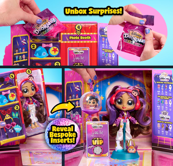 Disney Doorables Adoorbs Dolls Series 2 Collectible 5.5-Inch Dolls | With Accessories, Blind Box Surprise, Rooted Hair, Articulated Fashion Figures, Ages 5 and Up