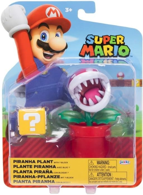 Super Mario Piranha Plant 4 Inch Action Figure with Question Block