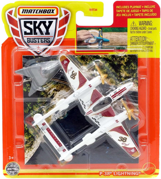 Hot Wheels Matchbox Sky Busters P-38 Lightning Red & White 2022 5/33