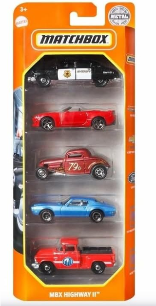 Matchbox MBX Highway II 5-Pack 1951 Hudson, '16 Chevy Camaro Convertible, '33 Ford Coupe, 1971 Potiac Firebire Formula & 1957 GMC Stepside