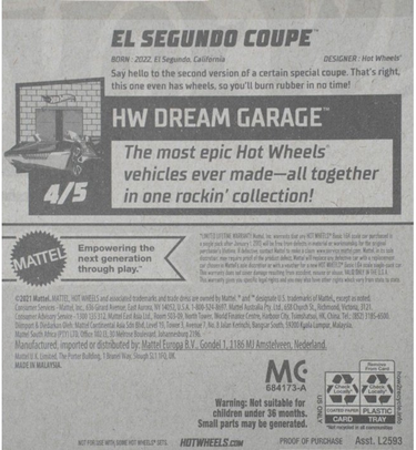 Hot Wheels El Segundo Coupe Black 105/250 HW Dream Garage 4/5