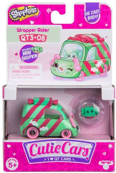 Shopkins Cutie Cars Wrapper Rider QT3-08 & Mini Shopkin Figure Pack Die Cast