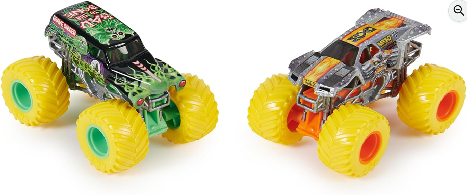 Monster Jam, Official Grave Digger Vs. Max D Die-Cast Monster Trucks, 1:64 Scale, Kids Toys for Boys Ages 3 and up