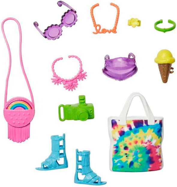 Barbie Accessories Neon Festival Pack with 11 Storytelling Pieces for Barbie Dolls