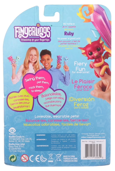 Fingerlings - Interactive Baby Dragon - Ruby (Red & Gold) - Interactive Baby Collectible Pet By WowWee